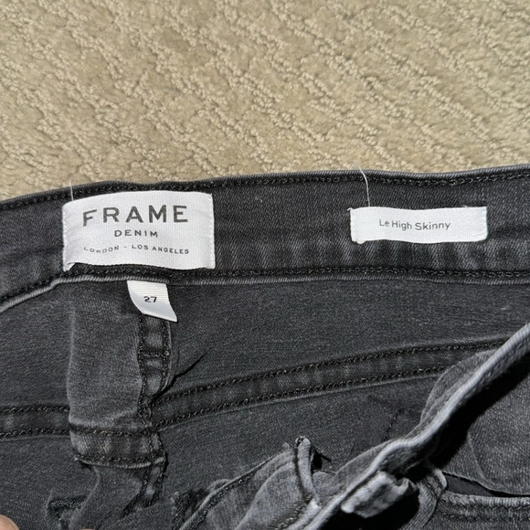 Frame Le High Skinny Ripped Black Jeans Size 27 - Picture 4 of 7